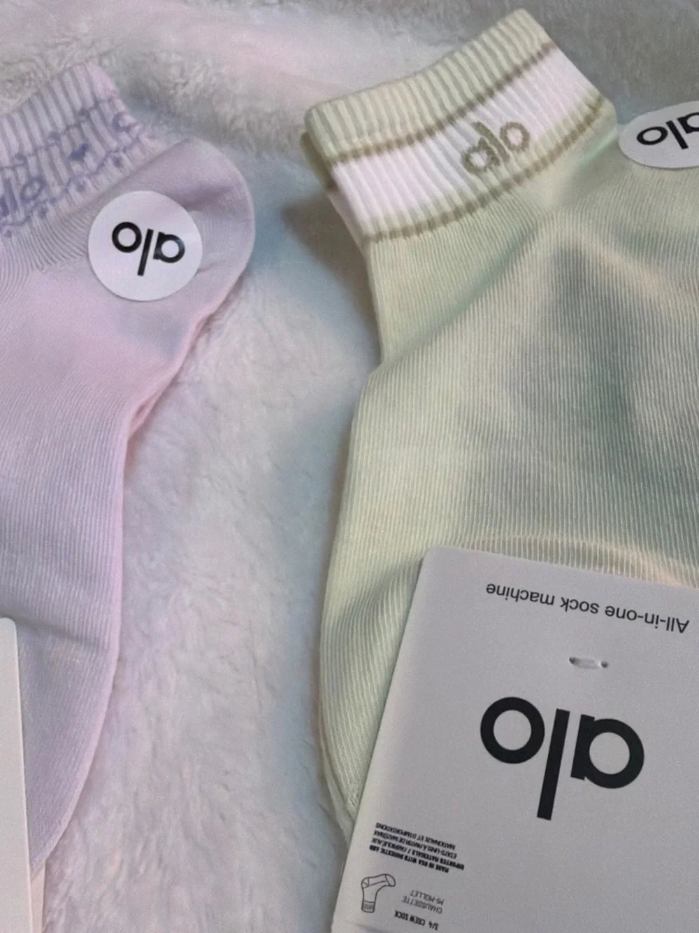 ALO Yoga women Cut Sock 3-Pack — White, Light Green, Lavender